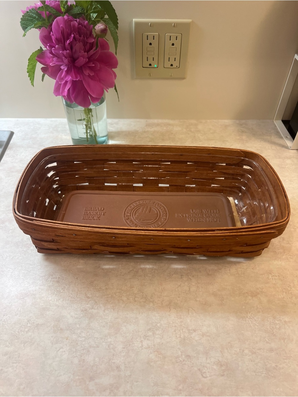Longaberger bread basket with warming stone